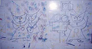 Henrique Tigo - Painel de Azulejos - Estava na Sala de Audiovisuais na Escola Secundária Dona Maria I