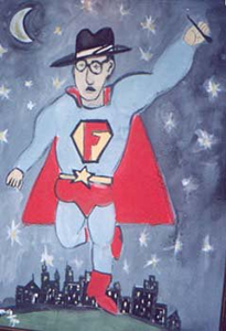 Henrique Tigo - Super-Fernando Pessoa - óleo sobre tela de 1993 - 1 quadro que Henrique Tigo vendeu!
