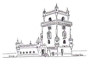 Henrique Tigo - Torre de Belém desenho sobre papel A4 de 2006