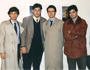 Henrique Tigo - Na FAUL com Marcos Perestrello, Sérgio Sousa Pinto e Rui Pedro Soares em 1995 numa exposição sua